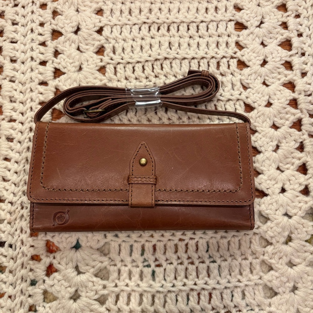 Born Brown Leather Wallet Crossbody Bag New without Tags